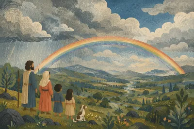 Rainbow Over Storm-Cleared Evergreen Valley