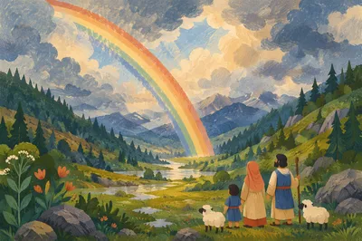 Rainbow After Storm Over Evergreen Valley