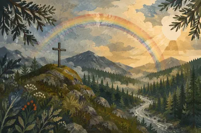 Rainbow After Storm Over Evergreen Valley
