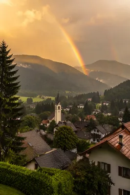 Rainbow Over Evergreen Valley After Storm
