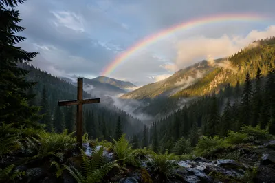 Rainbow Hope Over Evergreen Valley Cross