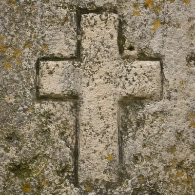 Rugged Stone Cross with Moss Texture
