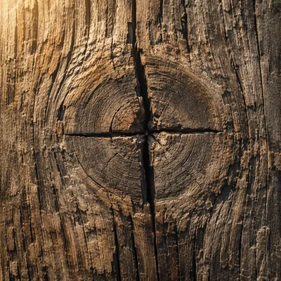 Rugged Cross Shape in Evergreen Wood