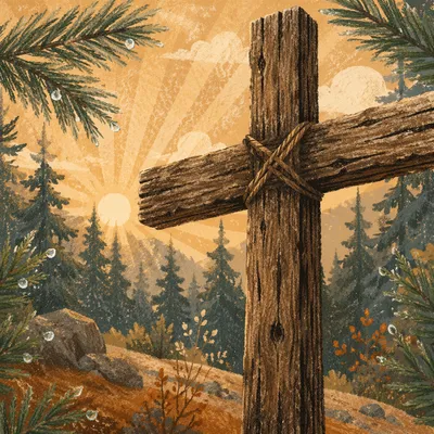 Rugged Cedar Cross in Evergreen Dawn