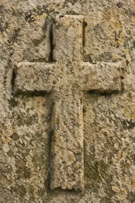Rugged Stone Cross with Moss Texture