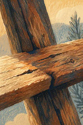 Rugged Wooden Cross Macro Texture
