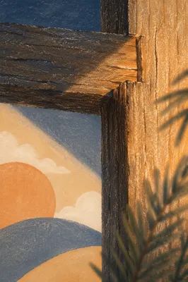 Rugged Wooden Cross with Evergreen Needles