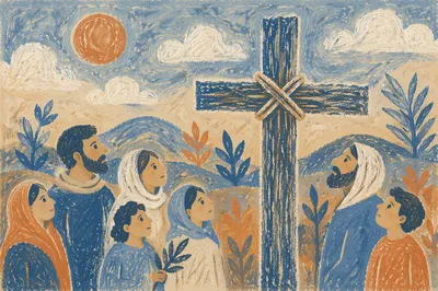 Rugged Wooden Cross in Evergreen Frost
