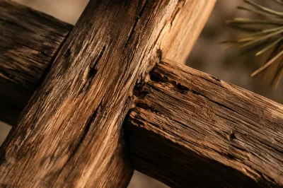 Rugged Wooden Cross Texture Close Up