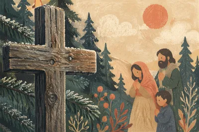 Rugged Cedar Cross in Evergreen Morning