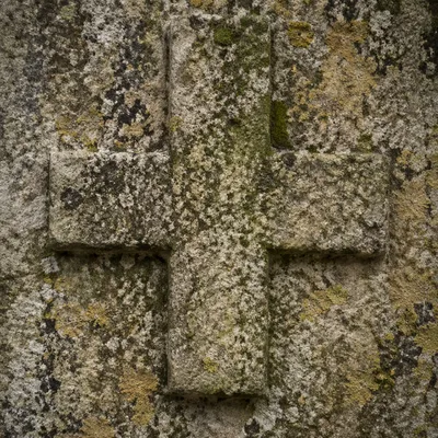 Rugged Stone Cross with Moss Texture
