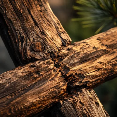 Rugged Wooden Cross Macro Texture