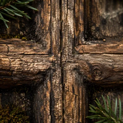 Rugged Wooden Cross Macro Texture