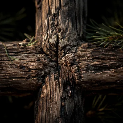 Rugged Wooden Cross Macro Texture