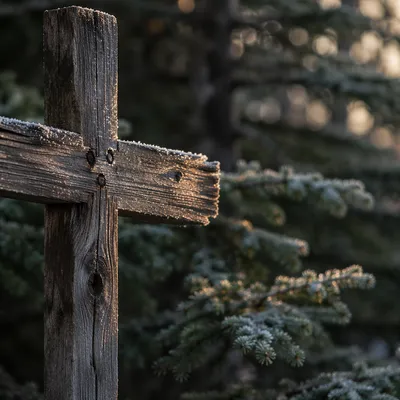 Rugged Cedar Cross in Evergreen Morning