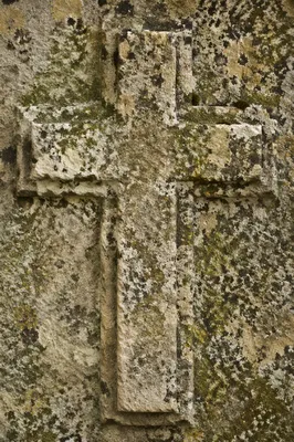 Rugged Stone Cross with Moss Texture