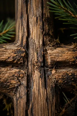 Rugged Wooden Cross Macro Texture