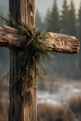 Rugged Evergreen Cross in Morning Light