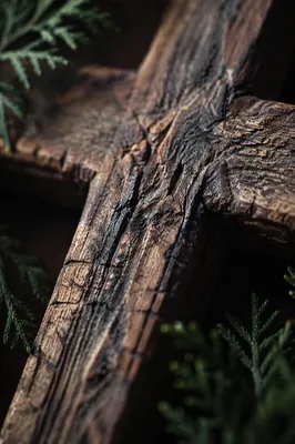 Rugged Wooden Cross Macro Texture