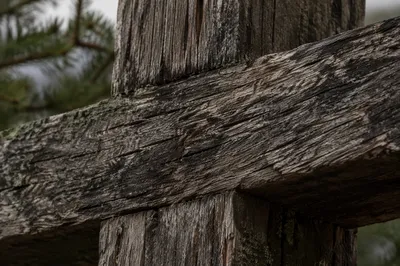 Rugged Wooden Cross Macro Texture