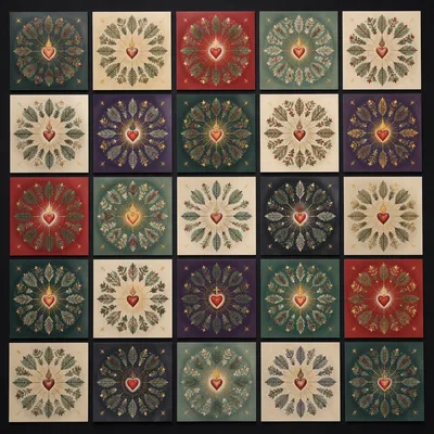 Evergreen Sacred Heart Mandala Tile Grid