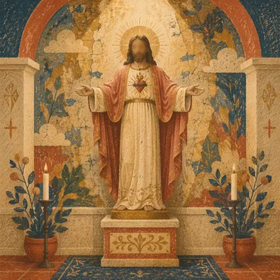 Sacred Heart Statue in Quiet Chapel