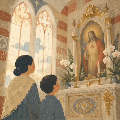 Sacred Heart Chapel Altar in Folk Art