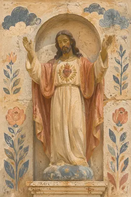 Sacred Heart Jesus Folk Art Portrait