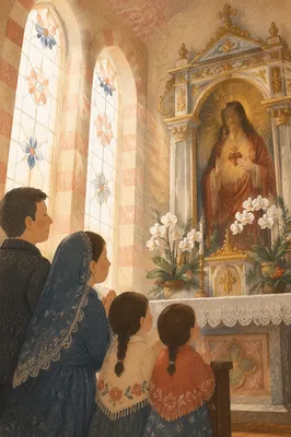 Sacred Heart Chapel Altar in Folk Art