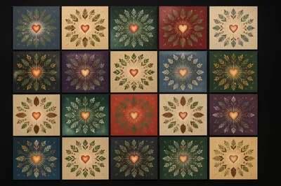 Evergreen Sacred Heart Mandala Tile Grid