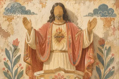 Sacred Heart Jesus Folk Art Portrait