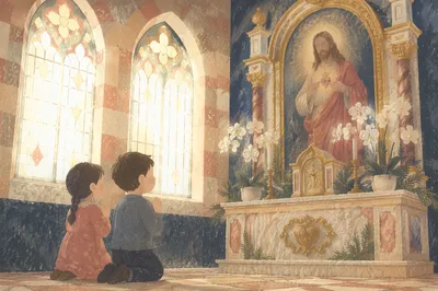 Sacred Heart Chapel Altar in Folk Art