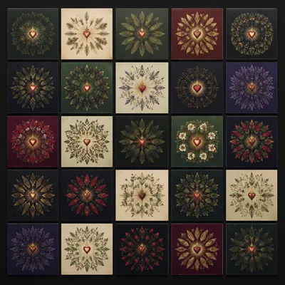 Sacred Heart Evergreen Mandala Tile Grid