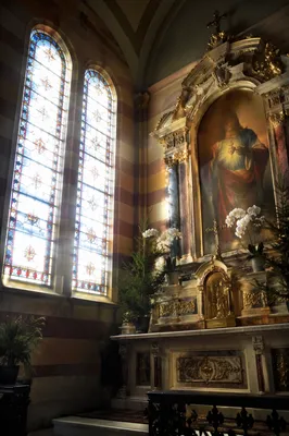Sacred Heart Chapel Altar in Evergreen Light