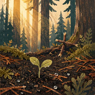 Evergreen Forest Sprout of New Life