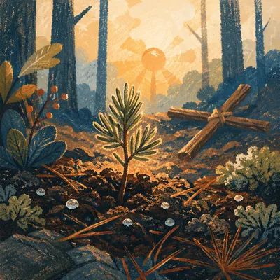 Evergreen Seedling Sprouting in Dawn Hope