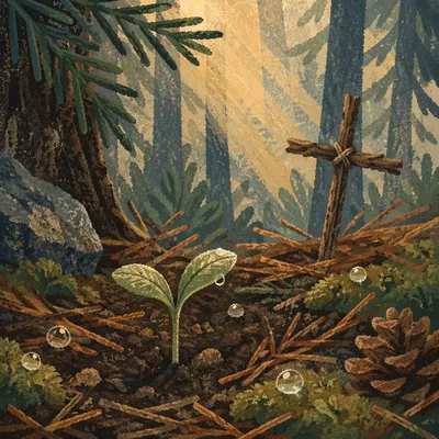 Seedling Sprouting in Evergreen Forest Hope