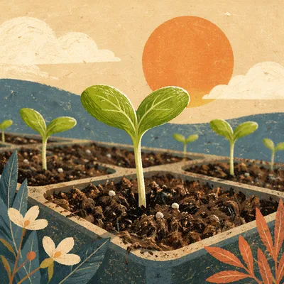 Hopeful Seedling Emerging in Morning Light