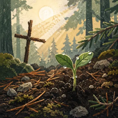 Evergreen Sprout of Faith and New Life