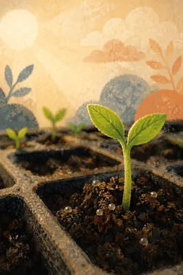 Fresh Seedling Emerging from Rich Soil