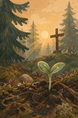 Seedling of New Life in Evergreen Forest