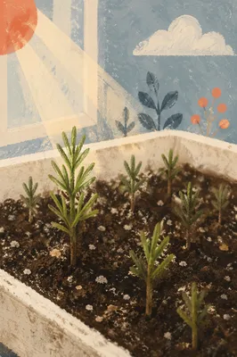 Evergreen Seedlings Sprouting in Humble Soil