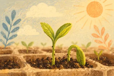New Life Seed Sprout in Morning Soil