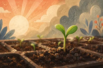 New Life Seedling in Morning Soil