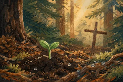 Seedling of Hope in Evergreen Forest