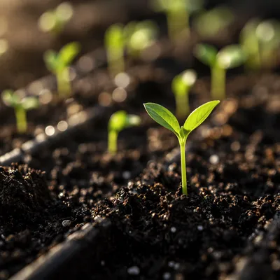 Fresh Seedling Emerging in Morning Light
