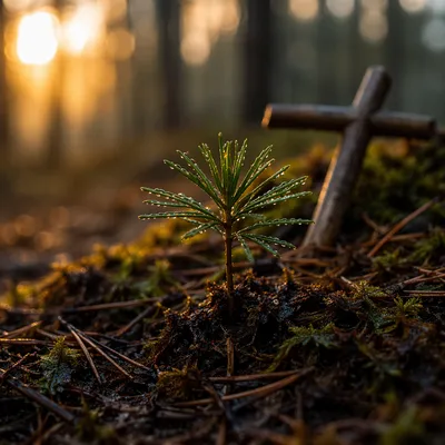 Evergreen Seedling Rising in Christian Hope