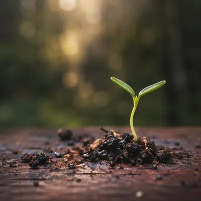 Evergreen Seedling Sprouting in Morning Light
