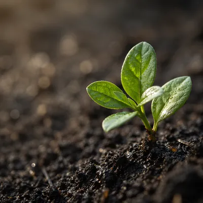 Evergreen Seedling Sprouting in Rich Soil