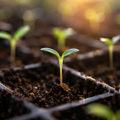 Hopeful Seedling Emerging in Morning Light